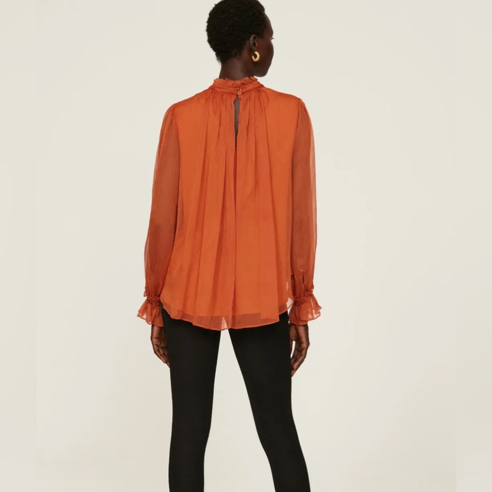 Adam Lippes Orange Tiered Ruffle Top Size 2 - Picture 2 of 9
